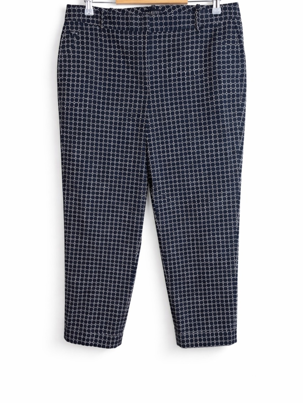 Talbots Size 12 Black White Geometric Ankle Crop Pants Career